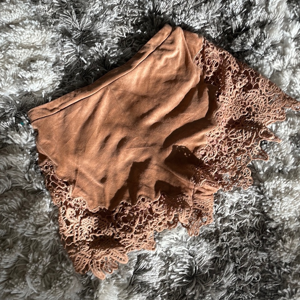 High Waist Faux Suede Tan Shorts